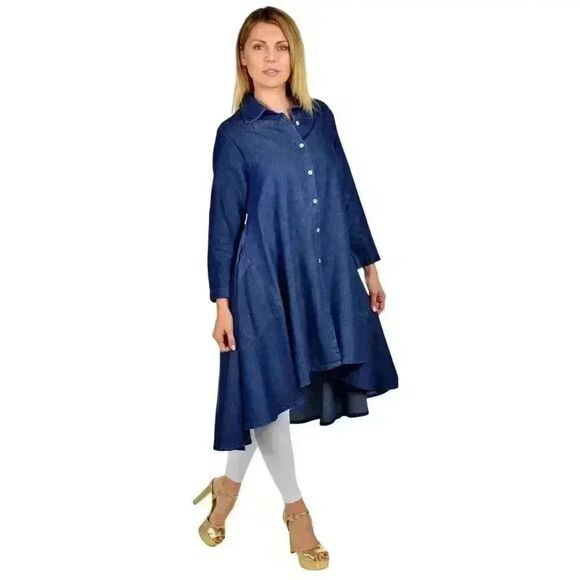 Step in Style Women's Dark Wash Cotton/Poly Denim Dress NEW - Picture 1 of 13